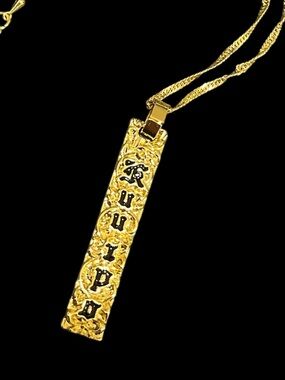 Gold Vertical Bar Necklace with Kuuipo Pendant